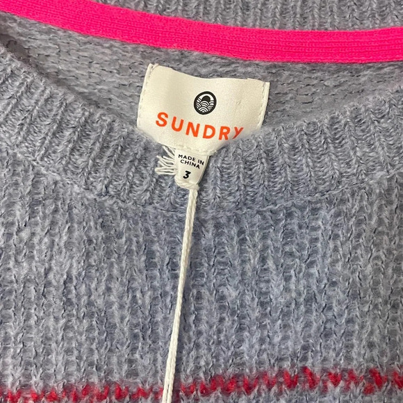 Sundry Anthropologie Cashmere and Wool Balloon Sleeve Striped Sweater Size L - Picture 7 of 9